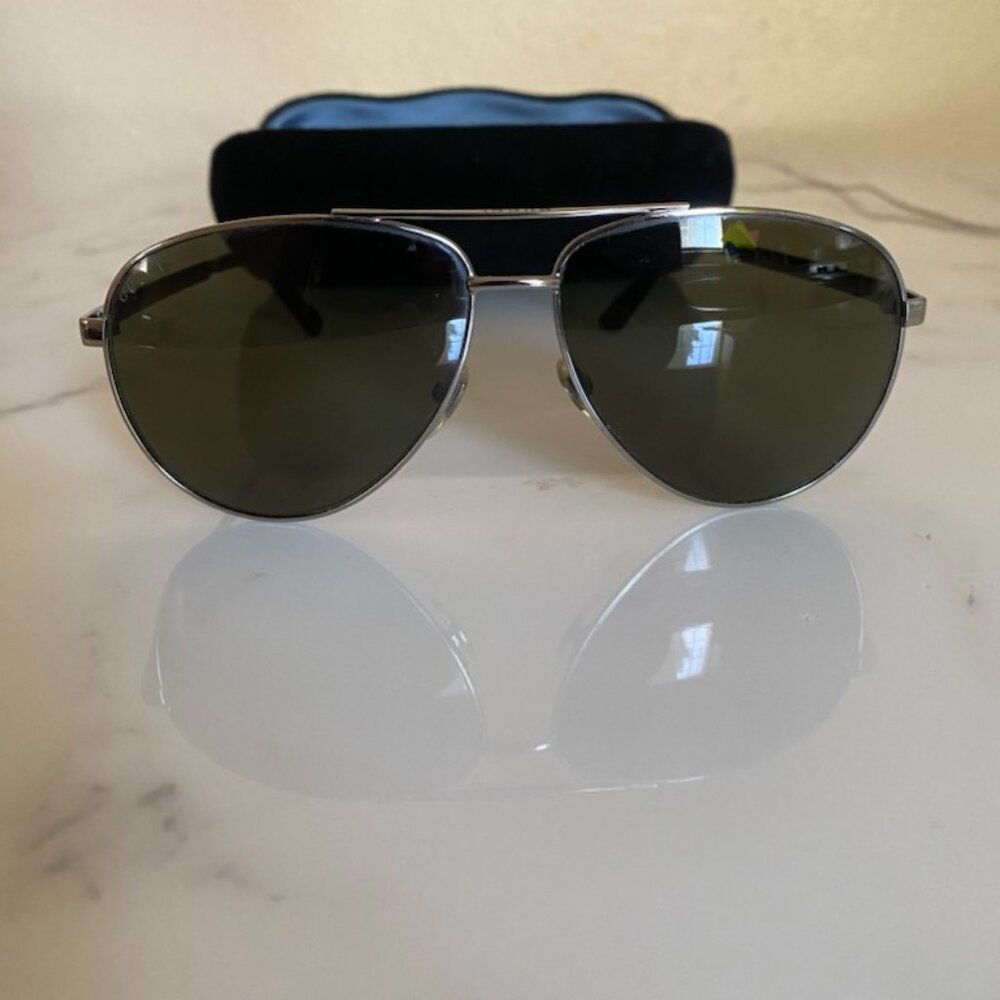 Gucci Aviator Black Lens Sunglasses - Like New
